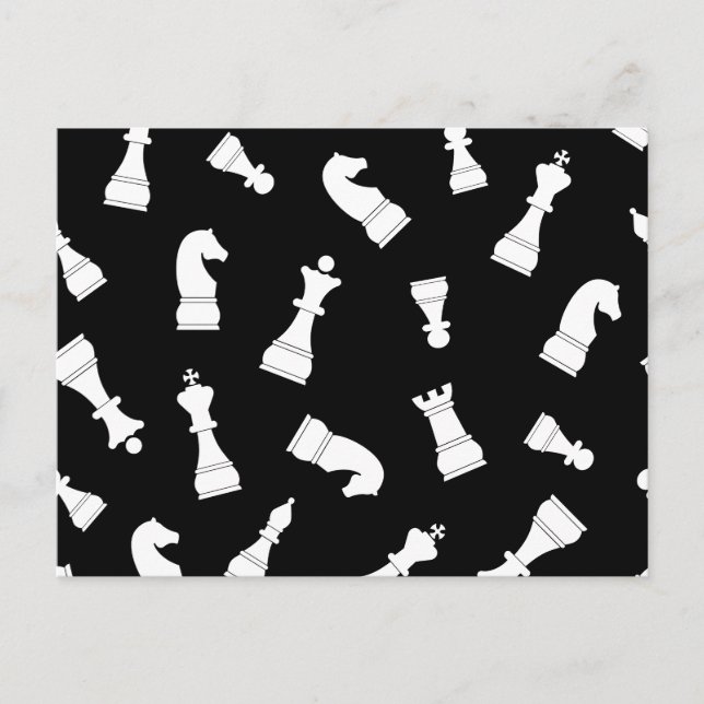 Unique Black and White Chess Piece Pattern Postcard (Front)
