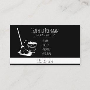 Unique Black and White House Cleaning Service Business Card