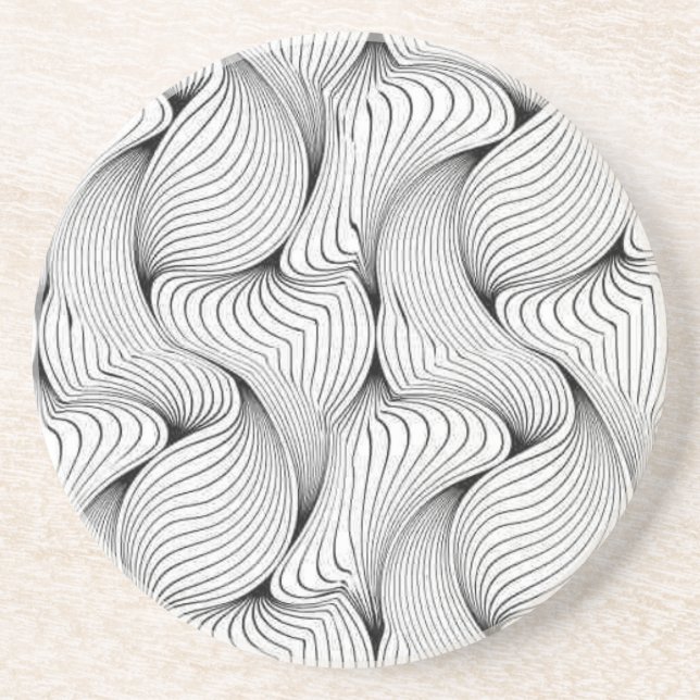 Unique Black and White Interwoven Lines Coaster (Front)