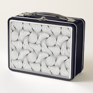 Unique Black and White Interwoven Lines Metal Lunch Box