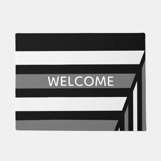 Unique Black and White Pattern Doormat (Front)