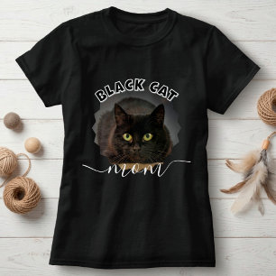 Unique Black Cat Mom Custom Photo T-Shirt