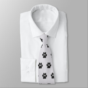 Unique Black Dog Paw Print Animal Pattern Tie
