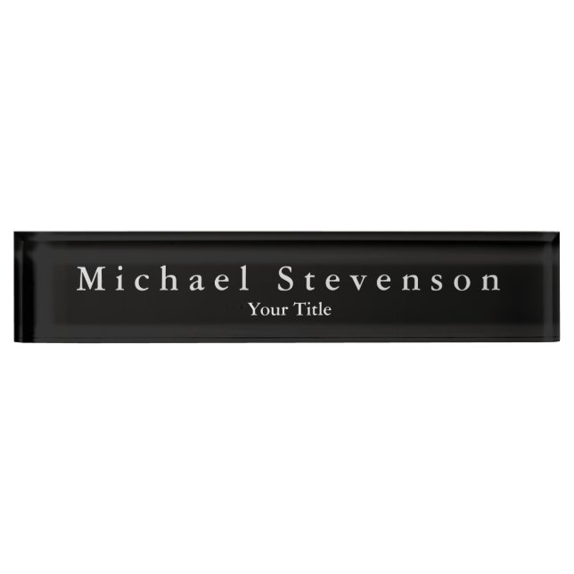 Unique Black Elegant Modern Desk Nameplate (Front)