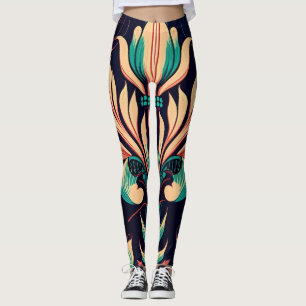 Unique Black Flower pattern Leggings