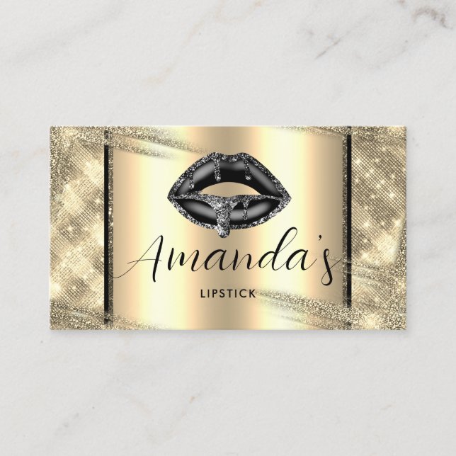 Unique Black Gold Cosmetic Makeup Elegant Modern Business Card (Front)