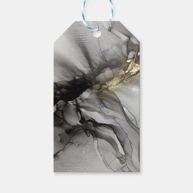 Unique Black Gold Grunge Gift Tags (Front)