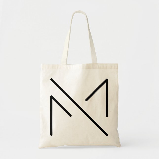 Unique Black "M" Text Tote Bag (Front)