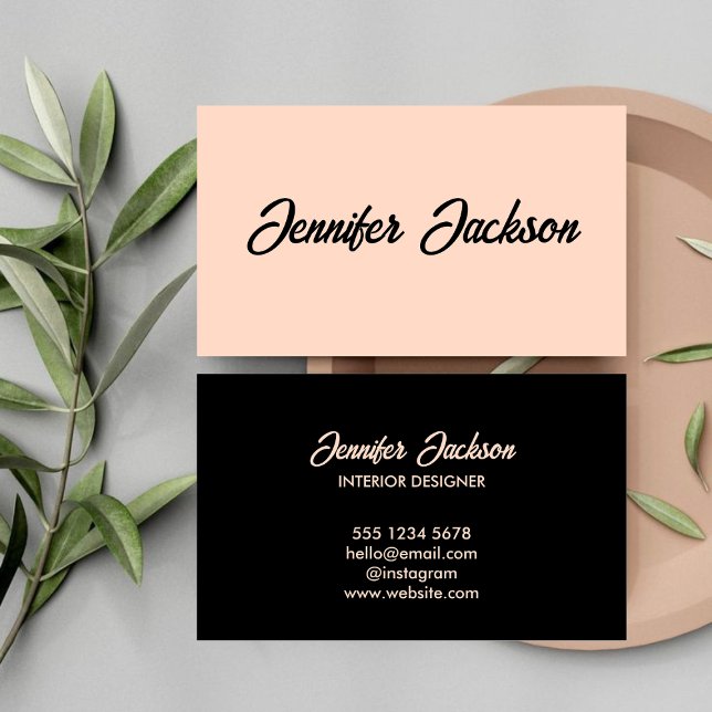 Unique Black Typography Blush Pink Feminine Business Card (Creator Uploaded)