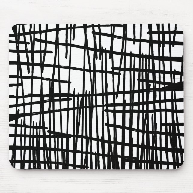 Unique black white hand painted paint drips mouse pad (Front)