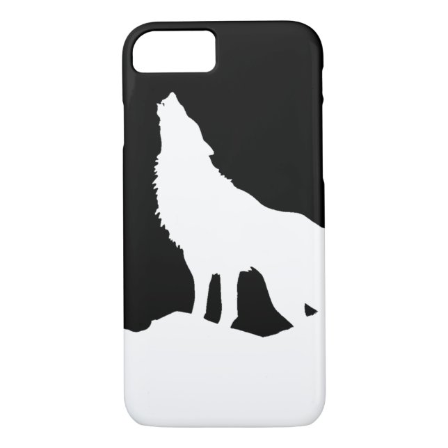Unique Black & White Pop Art Wolf Silhouette Case-Mate iPhone Case (Back)