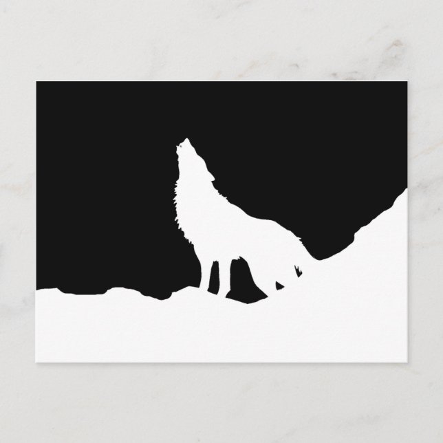 Unique Black & White Pop Art Wolf Silhouette Postcard (Front)