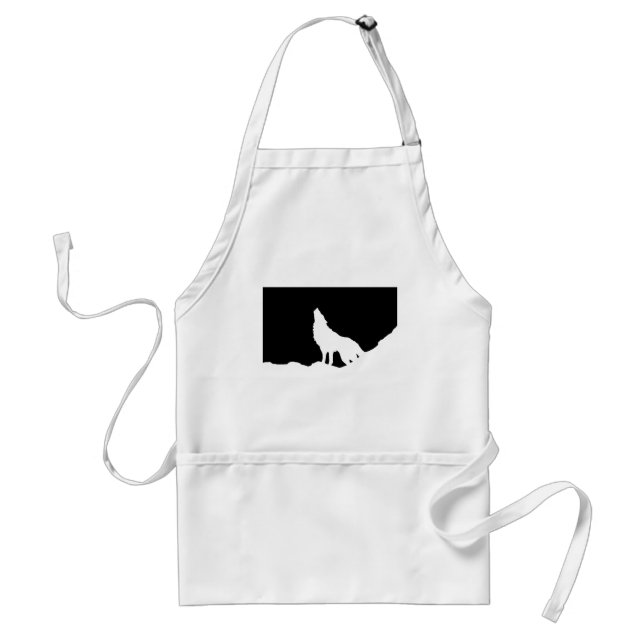 Unique Black & White Pop Art Wolf Silhouette Standard Apron (Front)
