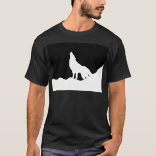 Unique Black & White Pop Art Wolf Silhouette T-Shirt