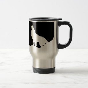 Unique Black & White Pop Art Wolf Silhouette Travel Mug