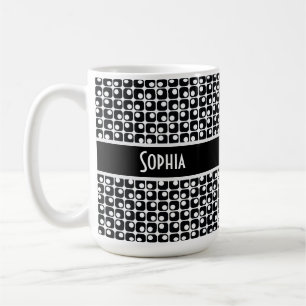 Unique Black & White Retro Pattern Personalized Coffee Mug