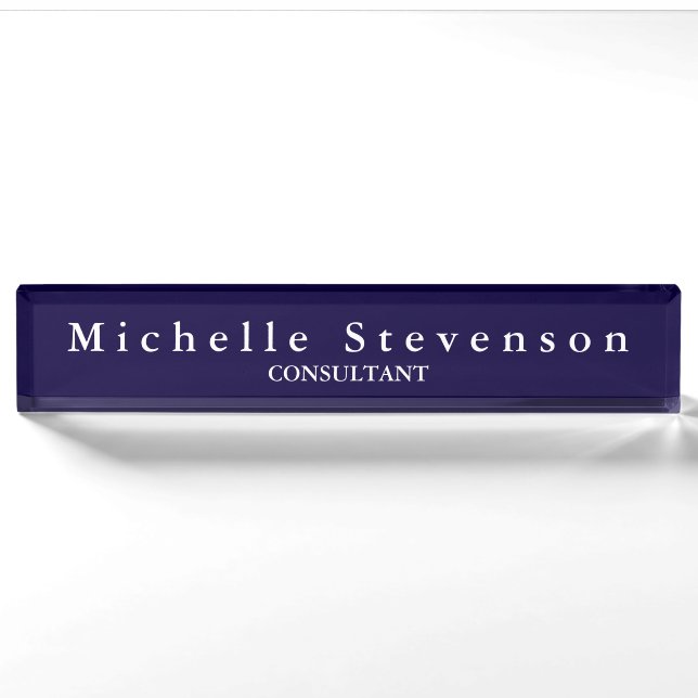 Unique Blue Elegant Modern Desk Nameplate (Front)