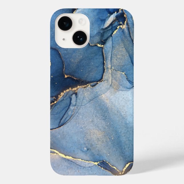 Unique Blue Gold Marble Pattern iPhone / Android Case-Mate iPhone Case (Back)