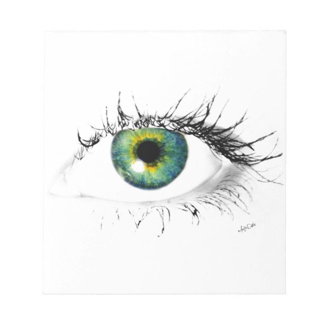 unique blue green eye photo notepad (Front)