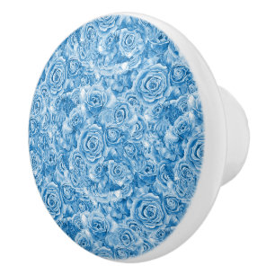 Unique Blue Rose Ceramic Knob