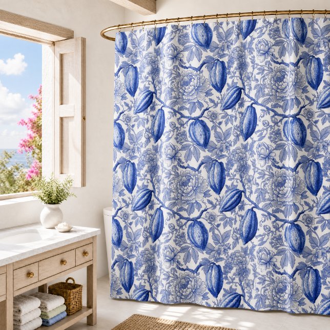 Unique Blue Toile Cocoa Chic Botanical Pattern (Creator Uploaded)