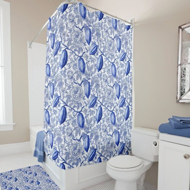 Unique Blue Toile Cocoa Chic Botanical Pattern (Creator Uploaded)
