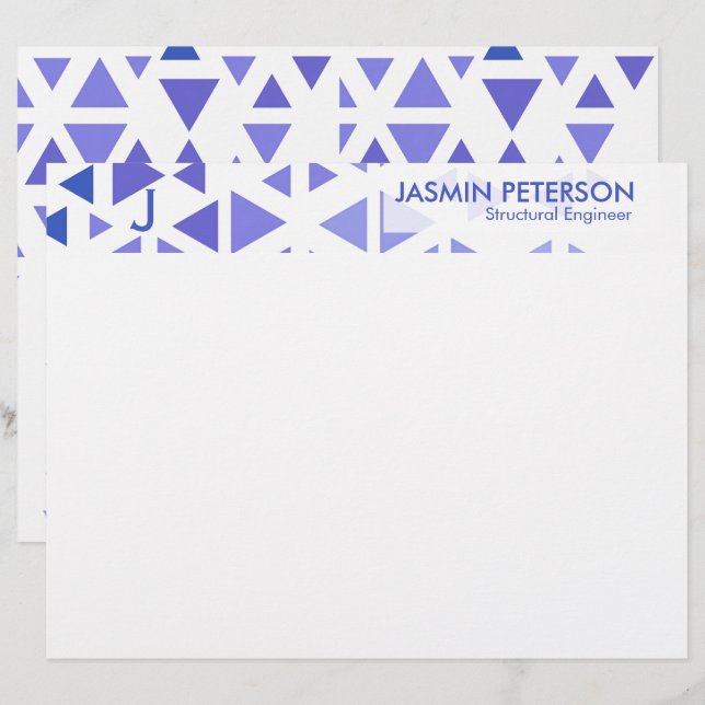 Unique Blue Triangle Pattern Letterhead (Front/Back)
