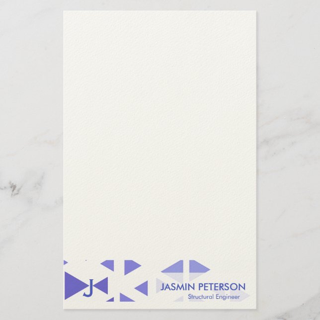 Unique Blue Triangle Pattern Stationery (Front)