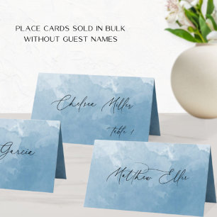 Unique Blue Watercolor Background Folded Place Card