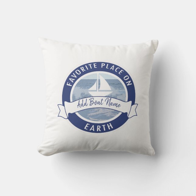 Unique Boating Gifts | Add Boat Name Outdoor Pillow (Front)