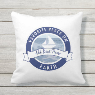 Unique Boating Gifts Add Boat Name Outdoor Pillow