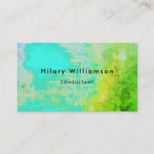 Unique boho Artistic Grunge Green Aqua Turquoise Business Card (Front)