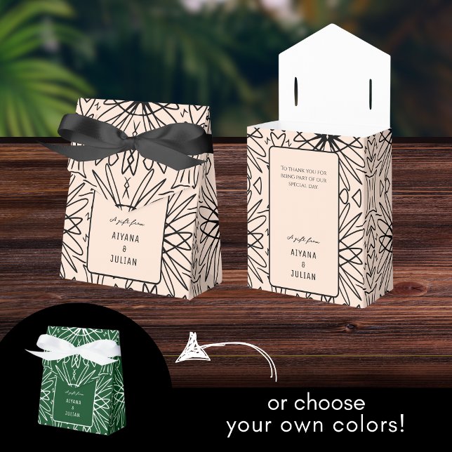 Unique Boho Cream and Black Pattern Favor Box (Creator Uploaded)