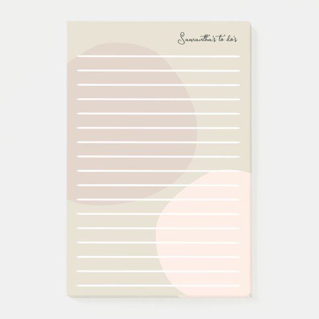 Unique Boho Neutral To Do Post it Notes With Lines (Front)