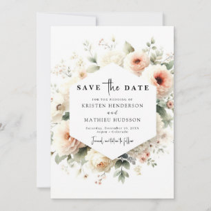 Unique Boho Peach Wedding Save The Date