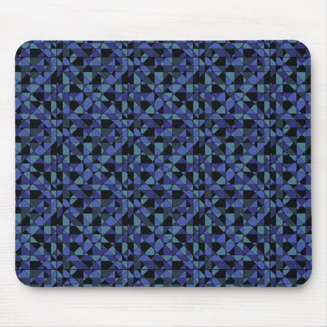 Unique Bold Hip Geometric Blue Cyan Gray Black Mouse Pad (Front)