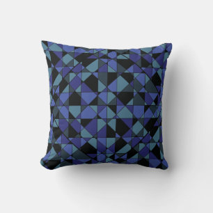 Unique Bold Hip Geometric Blue Cyan Grey Black Throw Pillow