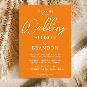Unique Bold Orange & White Typography Wedding Invitation