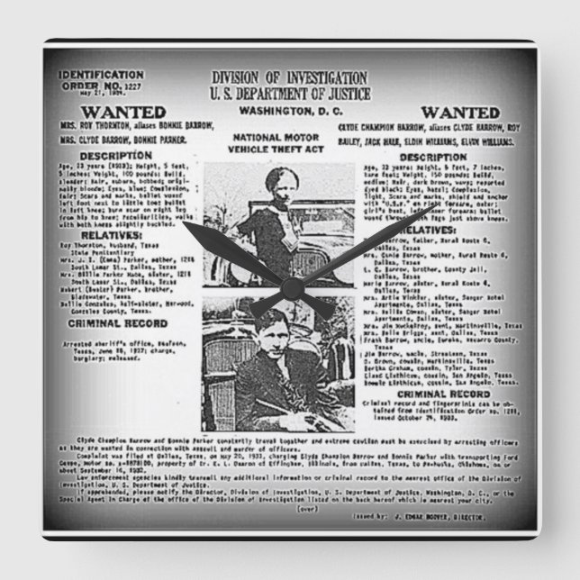 Unique Bonnie & Clyde /wall clock (Front)