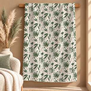 Unique Botanical Palm Leaves Sage Blanket