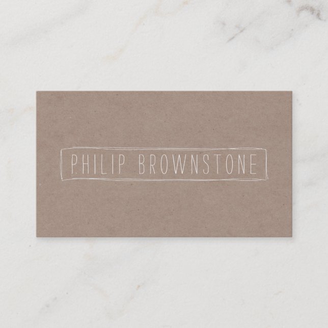 Unique Box Sketch Hand-Written Name on Cardboard 2 Business Card (Front)