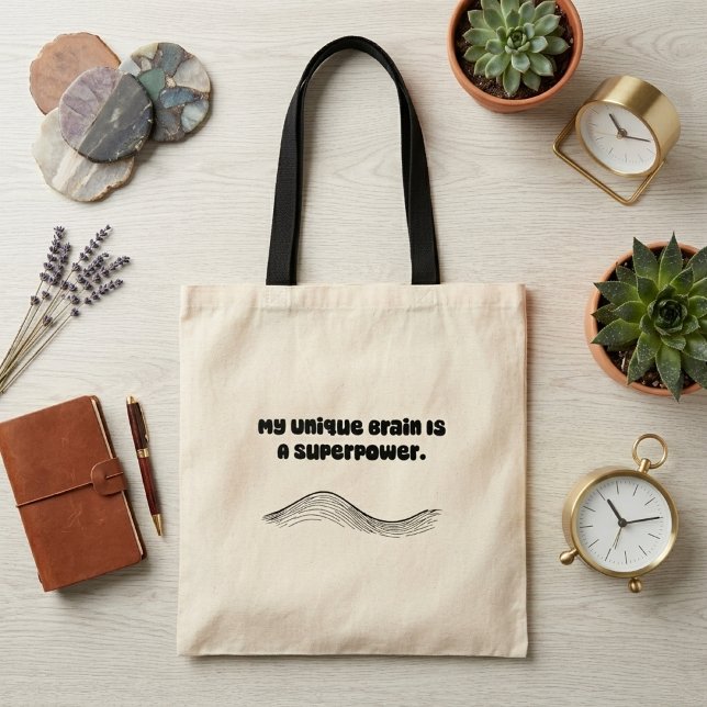 Unique Brain Superpower Neurodiversity Affirmation Tote Bag (Creator Uploaded)