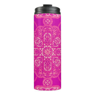 Unique Bright Colourful Pink Purple Ornate Pattern Thermal Tumbler