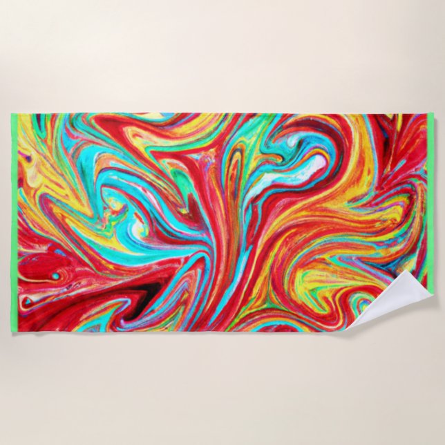 Unique Bright Colours Patterns Painting. Buy Now Beach Towel (Front)
