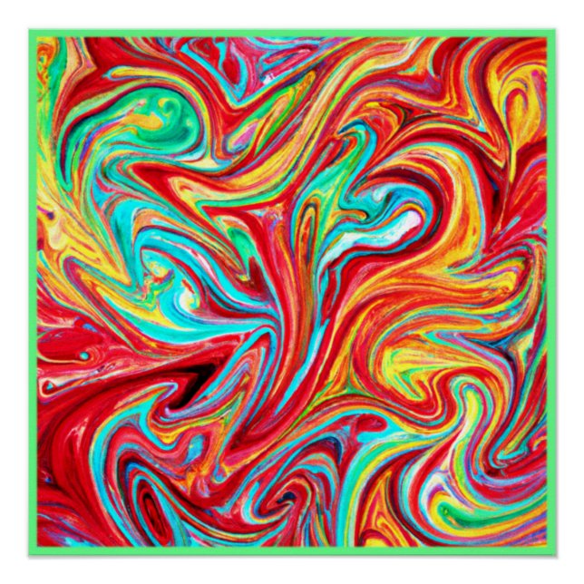 Unique Bright Colours Patterns Painting. Buy Now Poster (Front)