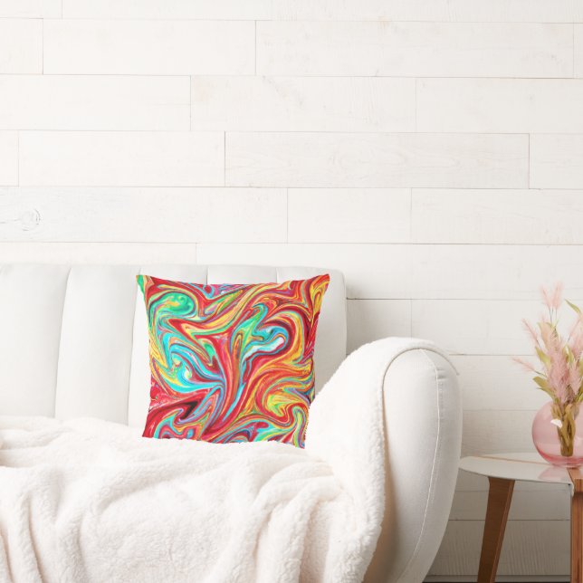Unique Bright Colours Patterns Painting. Buy Now Throw Pillow (Couch)