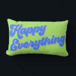 Unique Bright Retro Happy Everything Christmas  Lumbar Pillow<br><div class="desc">Celebrate all the winter holidays with this stylish pillow featuring the expression - happy everything - with groovy retro style typography in a loud nostalgic 80s and 90s colour palette of chartreuse lime green,  vibrant blue,  and pink.</div>