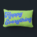 Unique Bright Retro Happy Everything Christmas  Lumbar Pillow<br><div class="desc">Celebrate all the winter holidays with this stylish pillow featuring the expression - happy everything - with groovy retro style typography in a loud nostalgic 80s and 90s colour palette of chartreuse lime green,  vibrant blue,  and pink.</div>