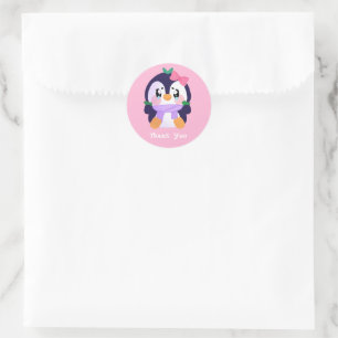 Unique Broke Cute Penguin Classic Round Sticker