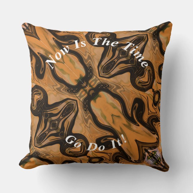 Unique Brown Abstract Marble Liquified  Throw Pillow (Front)